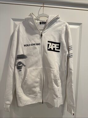 Men’s BAPE Security  by A Bathing Ape White Graphic full Zip Hoodie